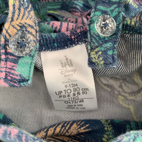 Disney Baby Romper Girls 9-12 Months Minnie Mouse Tropical Leaves Birds Blue - Picture 8 of 10